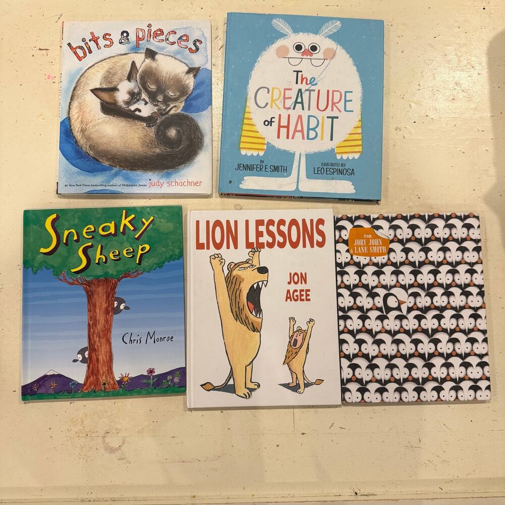 Lot of 5 Hardcover Children's Picture Books Animals Lion Sheep Penguin Cat Bunny